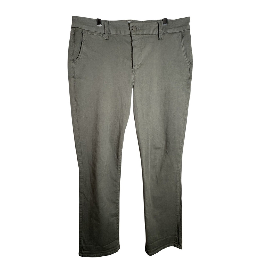 Paige Women's 32 Olive Green Cotton Blend Straight Leg Chino Pants Chic Trendy